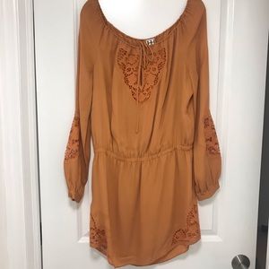 Haute Hippie Silky dress w lace insets.